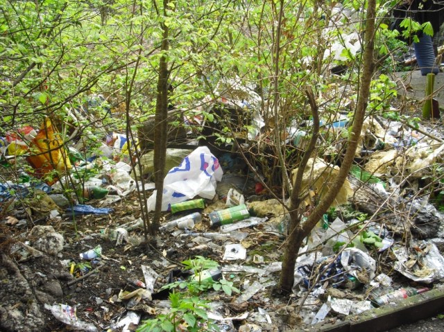 Müll bei Hochhausruine