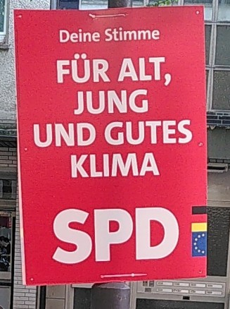Wahlplakat SPD: Deine Stimme für alt, jung und gutes Klima