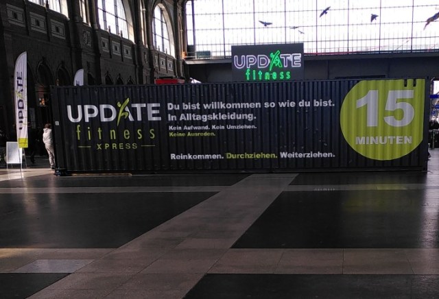 Fitnesscontainer im HBF Zürich für Fitness zwischen durch